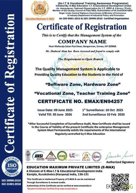 Modèle Word et PDF de certificat d'enregistrement en Inde, version 2 template